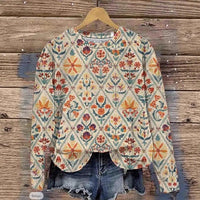 European And American Printing Long Sleeve Casual Top Autumn Winter Sweater