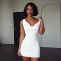 Solid-color Casual Boat-neckline Sleeveless Dress