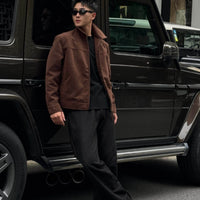 Retro Millennial Coffee-Colored Suede Jacket