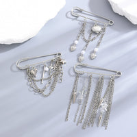 Heart-shaped Rivet Star Four-Pointed Star Tassel Brooch