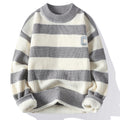 Autumn Letter Stripes Mock Neck Sweater Handsome Man Knitwear Tide