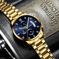Men's Waterproof Luminous Multi-functional Diamond Quartz Watch