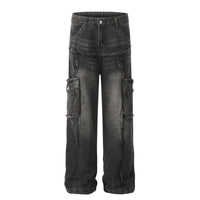 High Quality Jeans With A Multi-pocket Design And Raw Edge Detailing