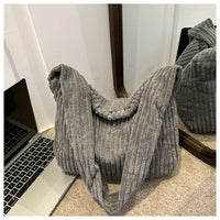 Casual Corduroy Womens Minimalist Shoulder Tote Bag