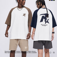Men's Cotton Short-sleeved R-star Printed Contrast Color Raglan Sleeve T-shirt