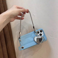 Ins Niche Portable Heart Shape Mirror Phone Case