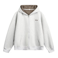 Houndstooth Contrast Color Inner Hooded Sweater Men's Autumn