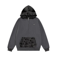 American Stitching Hole Hooded Cardigan Sweater