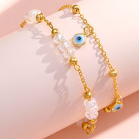 Beach Style Vacation Leisure Multi-layer Beaded Twin Anklet Women's 2-piece Set