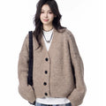 V-neck Knitted Cardigan Coat Women's Idle Style Loose Sweater
