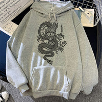 Hoodies Men Chinese Dragon Print Hood