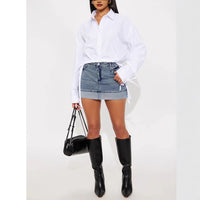 Womens Fashionable Casual Drawstring Lace-Up Shirt With Long Sleeves