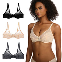 Women's Plus Size Bra Ultra-thin See-through Underwear