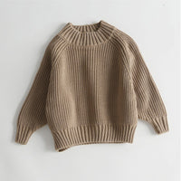 Children's Padded Pullover Sweater Retro Thick Line Half High Neck Sweater For Boys And Girls