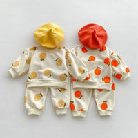 Fashion Boys And Girls Orange Fruit Sweater Suit