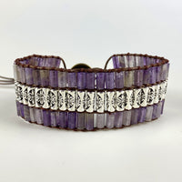 Retro Amethyst Cylindrical Braided Bracelet From Europe And The US