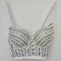 Bubble Bead Acrylic Hand-Sewn Rhinestone Fishbone Bra