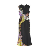 Two-Way Color-Block Printed Cheongsam Dress