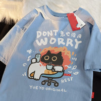 Cotton Loose Funny Short-sleeved T-shirt Men's Summer Casual