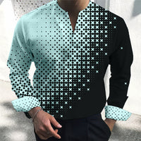 Plus Size Men's Casual Slim Fit Fashion 3D Printed Shirt Men