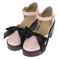 Sweet Bow Non-slip Thick-soled Thick-heeled High-heeled Women's Single Shoes