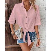 Women's Solid-Color Casual Shirts From Europe And America