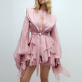 Women's Ruffled Lantern Sleeves Jumpsuit Skirt