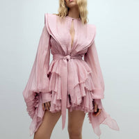 Women's Ruffled Lantern Sleeves Jumpsuit Skirt