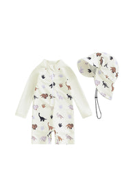 Hat One-piece Long Sleeves Children's Swimsuit