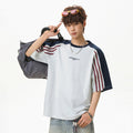 Pure Cotton Crew Neck Retro Raglan Short-sleeve T-shirt