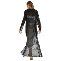 Women's Thin Woven Sweater Sheer Cutout Long