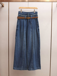 High-waisted A-line Wide-leg Long Jeans