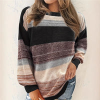 Striped Contrast Color Temperament Youthful-looking Sweater
