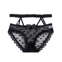 Ladies Christmas Love Mesh Breathable Briefs Lace Bow