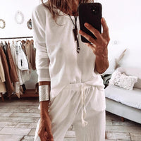 Simple Versatile Relaxed-fit Textured Casual Womens Set