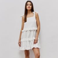 Pure Cotton Lace-up Ruffled Hem Fashion Nightgown For Women