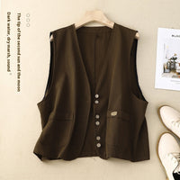 Women's Short Korean-style Retro Cotton And Linen Vest