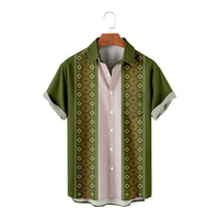 Summer Stripes Floral 3D Printed Short Sleeve Fashion Polo Collar Men's Pocket Shirt