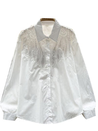 Shirt Women's Design Sense Heavy Industry Beads Sequins