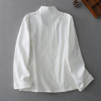 Improved Chinese Spring And Autumn Women's Long-sleeved Woven Collar Hanfu Shirt