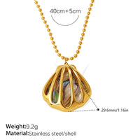 Luxury Ocean Series Beach Shell Pendant Earrings & Necklace, 18K Gold Plated Stainless Steel Jewelry