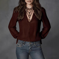 Fashionable And Elegant Long-Sleeve Solid-Color Casual Top For Women