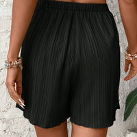 European And American Solid Color Elastic Waistband Shorts