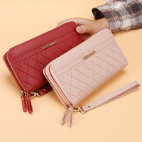 Women's Simple Double Zipper Multiple Card Slots Long Wallet