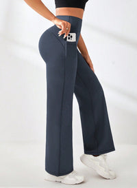 Moisture-wicking Pocketed Straight-leg Yoga Pants For Women