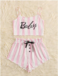 Cute And Comfortable Sling Striped Suit