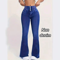Denim-look Base Leggings With A Wide-leg Cut And Digital Print