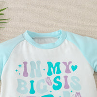 Casual Contrast Color Letter T-shirt Sports Shorts Two-piece Set