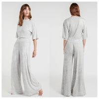 Womens Casual Slim-Fit Loose Wide-Leg Pants Set