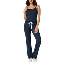 Fashionable Casual Top And High-waisted Drawstring Pants Set